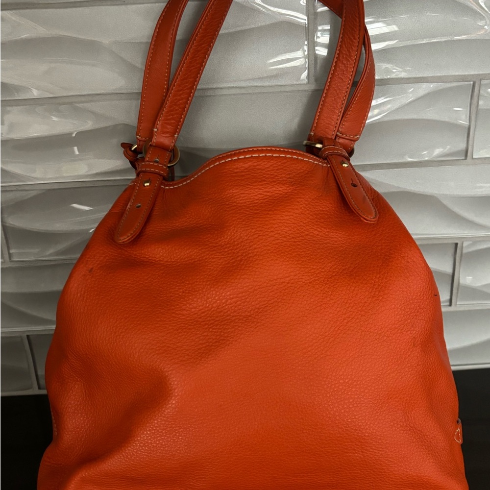 Vibrant Orange Leather Shoulder Bag